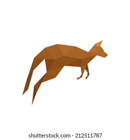 Illustration of origami kangaroo isolated on white background
