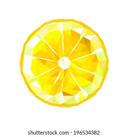 Illustration of origami lemon slice isolated on white background