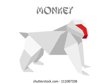 Illustration Of An Origami Monkey