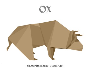 illustration of an origami ox