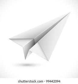 illustration of origami paper airplane on white background