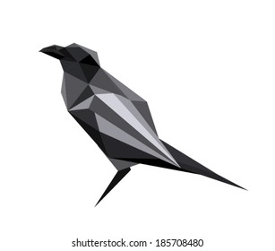 Illustration of origami raven