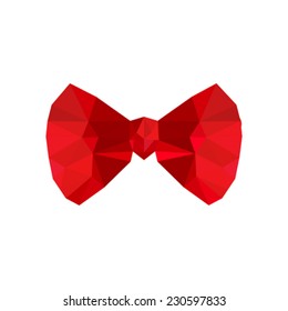 Illustration of origami red bow isolated on white background