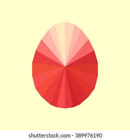 Illustration with origami red easter egg isolated on white background