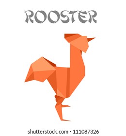 illustration of an origami rooster