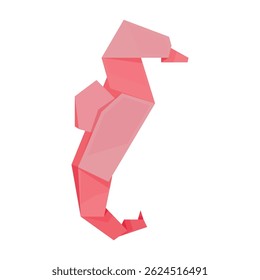 An illustration of an origami seahorse, made using precise paper folding techniques, on a clean white background.