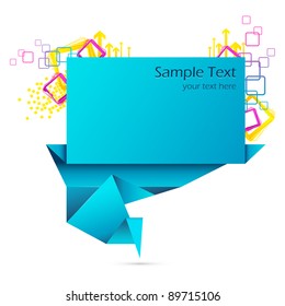illustration of origami speech bubble with colorful element