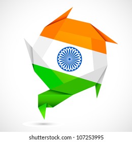 illustration of origami speech bubble in Indian tricolor