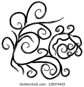 Illustration of ornate black and white flourish background.
