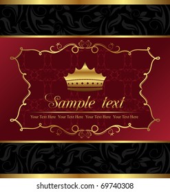 Illustration ornate decorative background with crown - vector