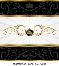 Illustration ornate golden decorative frame - vector