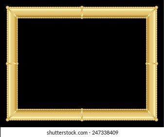 illustration of an ornate golden frame with room for text on black background, vector image, eps10