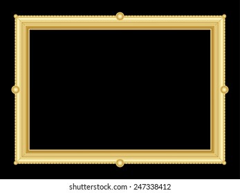 illustration of an ornate golden frame with room for text on black background, vector image, eps10