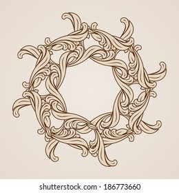 Illustration of ornate pattern in light and dark brown colors