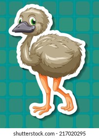 Illustration of an ostrich with background
