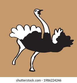 an illustration of an ostrich with a pose about to run