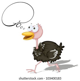 Illustration of an ostrich walking