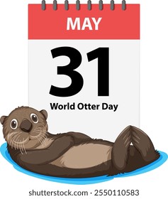 Illustration of otter with a calendar page