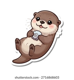 Illustration of an otter character with a seashell
