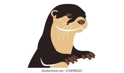 Illustration of an otter, facing left