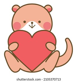 Illustration of an otter with a heart