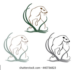 Illustration of Otter in Reeds
