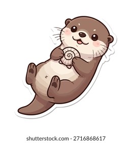 Illustration of an otter with a seashell
