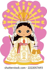 Illustration of our lady of mercy, virgin of mercy, peru, patron saint, virgin mary, religion, scapular,