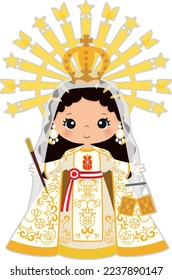 Ilustración de nuestra dama de misericordia, virgen de misericordia, perú, santa patrona, virgen maría, religión, escapular, dorado