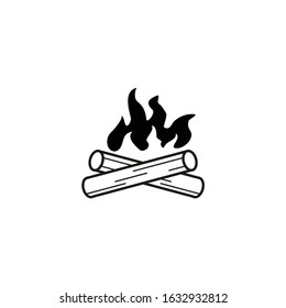 Illustration outdoor campfire wood logo vector design 