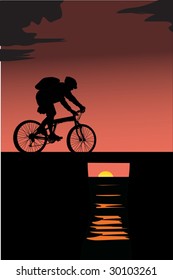 illustration with outdoor cyclist silhouette