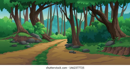 Illustration of an outdoor in the jungle and natural 