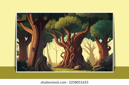 illustration of an outdoor in the jungle and natural