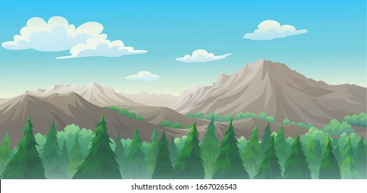 Illustration of an outdoor in the jungle and natural in the morning.