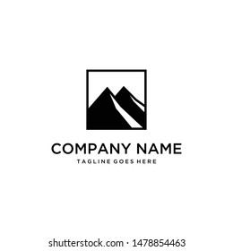 Illustration outdoor Mountain nature made Negative Space logo design