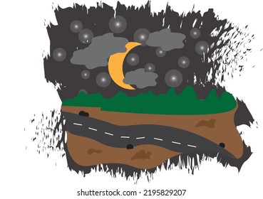 illustration of outdoor scenery at night