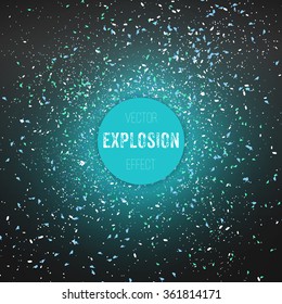Illustration of Outer Space Exlosion Vector Effect. Confetti Particle Fragments with Vector Explosion Effect