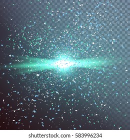 Illustration of Outer Space Exlosion Vector Effect. Confetti Particle Fragments with Vector Explosion. Happy Birthday Vector Confetti Dust