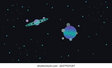 illustration of outer space with planets far apart