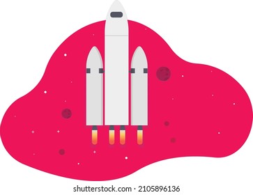 illustration of outer space with a rocket. Vector illustrations