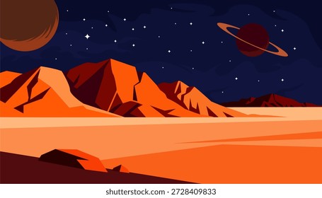 Illustration der Weltraumkulisse mit ihren Planeten