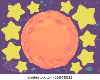 Illustration of an Outer Space Theme Design for Bulletin Board with Spaces for Text