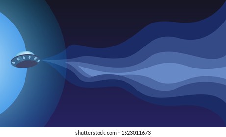 illustration of outer space with UFO flying
