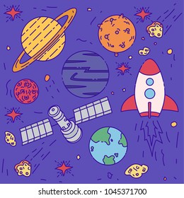 illustration outerspace. sky planet background
