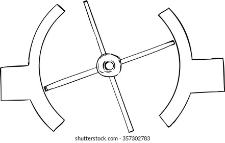 Illustration outline of birds eye view of revolving door