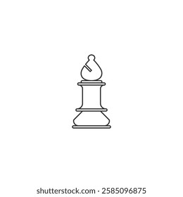 Illustration of a outline chess bishop piece, isolated with a clean white background, emphasizing chess strategy and organization.