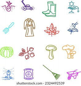 Illustration of outline cute autumn symbols vector set and object. 