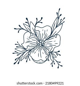illustration outline flower sketch tattoo Vector illustration tattoo