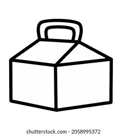 Illustration outline of the lunch box for a picnic. Vector icon isolated white background