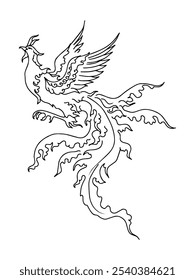 illustration outline phoenix asian painting